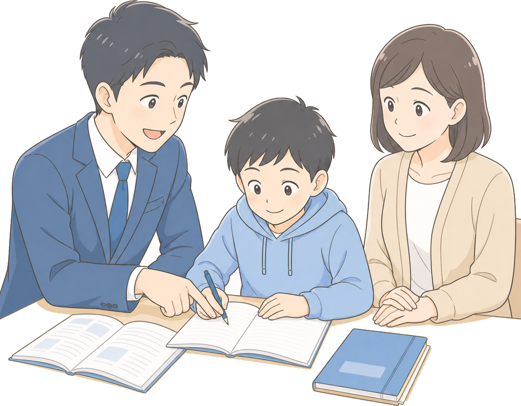 無料体験授業と保護者面談のイラスト